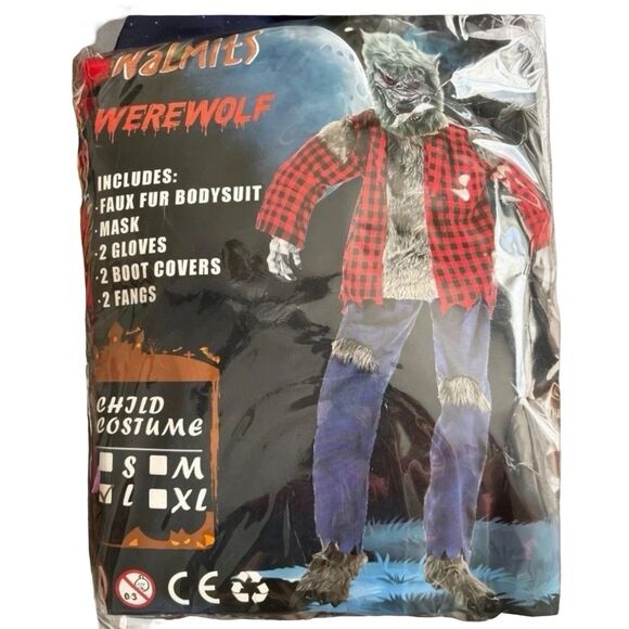 Boys Werewolf Costume with Light Up Mask Full Set Gloves, Shoe Covers, Tail - Picture 2 of 5
